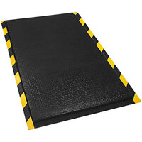 M+A Matting Happy Feet 2' x 3' Black Textured Surface Anti-Fatigue Mat with Striped Border 466223000