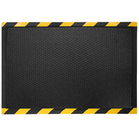 M+A Matting Happy Feet 2' x 3' Black Grip Surface Anti-Fatigue Mat with Striped Border 476223000