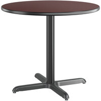 Lancaster Table & Seating 36" Round Reversible Cherry / Black Laminated Standard Height Table and Base Kit with 30" Stamped Steel Base