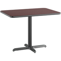 Lancaster Table & Seating 30" x 42" Reversible Cherry / Black Laminated Standard Height Table and Base Kit with 22" x 30" Stamped Steel Base