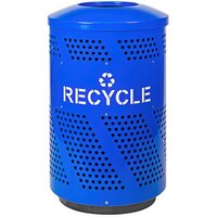 Ex-Cell Kaiser Arena 51 Series ARENA-51 R 51 Gallon Blue Steel Customizable Outdoor Recycling Receptacle with Dome Top