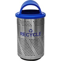 Ex-Cell Kaiser Arena 51 Series ARENA-X51 R SS/RBL 51 Gallon Stainless Steel Customizable Outdoor Recycling Receptacle with Hooded Rain Top