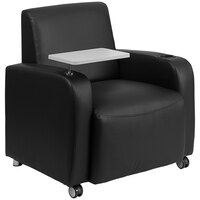 Flash Furniture Black LeatherSoft Guest Chair with Tablet Arm, Front Casters, and Cup Holder