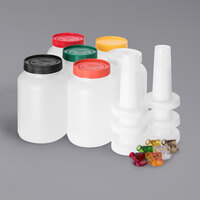 Carlisle Store N' Pour 1/2 Gallon Container Set with Assorted Color Caps, Necks and Spouts PS701B00