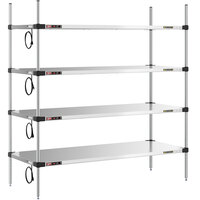 Metro Super Erecta 24" x 60" Stainless Steel 4-Shelf Heated Stainless Steel Takeout Station with 63" Chrome Posts