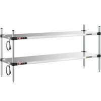 Metro Super Erecta 18" x 60" Stainless Steel Countertop 2-Shelf Heated Stainless Steel Takeout Station with 27" Chrome Posts