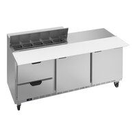 Beverage-Air SPED72HC-10C-2 72" 2 Door 2 Drawer Cutting Top Refrigerated Sandwich Prep Table with 17" Wide Cutting Board