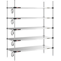 Metro Super Erecta 24" x 60" Stainless Steel 5-Shelf Heated Stainless Steel Takeout Station with 74" Chrome Posts