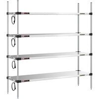 Metro Super Erecta 18" x 60" Stainless Steel 4-Shelf Heated Stainless Steel Takeout Station with 62 9/16" Chrome Posts