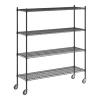 Regency 18" x 60" NSF Black Epoxy 4-Shelf Starter Kit with 64" Posts and Casters