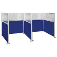 Versare Hush Panel 6' x 6' Royal Blue H/W-Shape Double Cubicle with Window