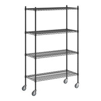 Regency 18" x 42" NSF Black Epoxy 4-Shelf Starter Kit with 64" Posts and Casters