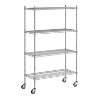 Regency 18" x 42" x 70" NSF Chrome Mobile Wire Shelving Starter Kit with 4 Shelves