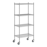 Regency 18" x 30" x 70" NSF Chrome Mobile Wire Shelving Starter Kit with 4 Shelves