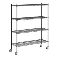 Regency 18" x 54" NSF Black Epoxy 4-Shelf Starter Kit with 64" Posts and Casters