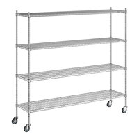 Regency 18" x 72" x 70" NSF Chrome Mobile Wire Shelving Starter Kit with 4 Shelves