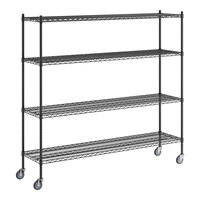 Regency 18" x 72" NSF Black Epoxy 4-Shelf Starter Kit with 64" Posts and Casters