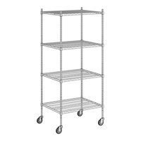 Regency 24" x 30" NSF Chrome 4-Shelf Starter Kit with 64" Posts and Casters