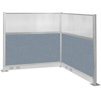 Versare Hush Panel 6' x 6' Powder Blue L-Shape Cubicle with Window and Electric Channel