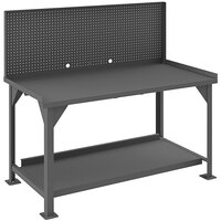 Durham Mfg 30" x 72" 2 Shelf Heavy-Duty Steel Workbench with Pegboard DWB-3072-BE-PB-95