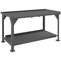 Durham Mfg 30" x 72" 2 Shelf Heavy-Duty Steel Workbench with Back and End Stops DWB-3072-BE-95