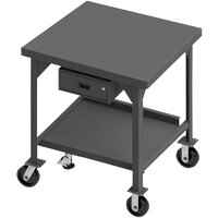 Durham Mfg 30" x 48" 2 Shelf Mobile Heavy-Duty Steel Workbench with Drawer and Floor Lock HDWBMFL-3048-6PH-177-95