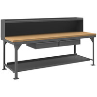 Durham Mfg 36" x 96" 2 Shelf Extra Heavy-Duty Maple Top Workbench with 2 Drawers and Riser HDWBMT3696RS2DR95