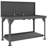 Durham Mfg 30" x 72" 2 Shelf Heavy-Duty Steel Workbench with Louvered Panel DWB-3072-BE-LP-95