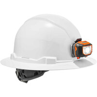 Ergodyne Skullerz 8971LED White Class E Full Brim Hard Hat with LED Light and 4-Point Ratchet Suspension