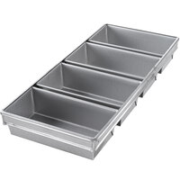 Chicago Metallic 49145 1 1/2 lb. 4-Strap Glazed Aluminized Steel Bread Loaf Pan - 10" x 5" x 3"