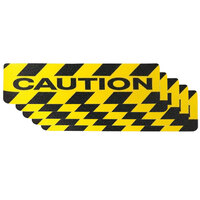 SlipDoctors 6" x 24" Black / Yellow "Caution" Non-Slip Pre-Cut Adhesive Stair Tread S-AD-STAIR5CAU - 5/Pack