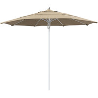 California Umbrella Newport Series 11' Pulley Lift Umbrella with 1 1/2" Silver Anodized Aluminum Pole - Sunbrella 1A Canopy - Antique Beige Fabric