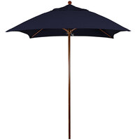 California Umbrella Venture Series 6' Push Lift Umbrella with 1 1/2" American Oak Aluminum Pole - Sunbrella 1A Canopy - Navy Fabric