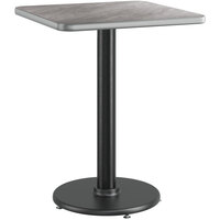 Lancaster Table & Seating 24" x 24" Reversible Gray / White Laminated Standard Height Table and Base Kit with 17" Cast Iron Base