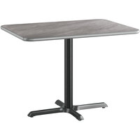 Lancaster Table & Seating 30" x 42" Reversible Gray / White Laminated Standard Height Table and Base Kit with 22" x 30" Cast Iron Base