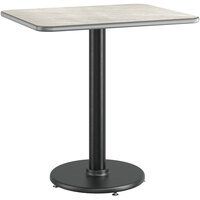 Lancaster Table & Seating 24" x 30" Reversible Gray / White Laminated Standard Height Table and Base Kit with 17" Cast Iron Base