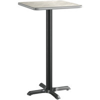 Lancaster Table & Seating 24" x 24" Reversible Gray / White Laminated Bar Height Table and Base Kit with 22" x 22" Cast Iron Base