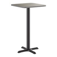 Lancaster Table & Seating 24" x 24" Reversible Gray / White Laminated Bar Height Table and Base Kit with 22" x 22" Cast Iron Base