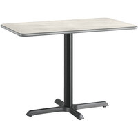 Lancaster Table & Seating 24" x 42" Reversible Gray / White Laminated Standard Height Table and Base Kit with 22" x 30" Cast Iron Base