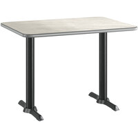 Lancaster Table & Seating 30" x 42" Reversible Gray / White Laminated Standard Height Table and Base Kit with 5" x 22" Cast Iron Base