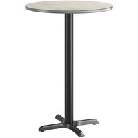 Lancaster Table & Seating 30" Reversible Gray / White Laminated Bar Height Table and Base Kit with 22" x 22" Cast Iron Base