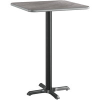 Lancaster Table & Seating 30" x 30" Reversible Gray / White Laminated Bar Height Table and Base Kit with 22" x 22" Cast Iron Base