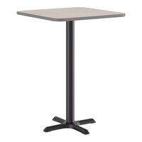 Lancaster Table & Seating 30" x 30" Reversible Gray / White Laminated Bar Height Table and Base Kit with 22" x 22" Cast Iron Base
