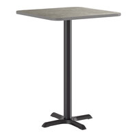 Lancaster Table & Seating 30" x 30" Reversible Gray / White Laminated Bar Height Table and Base Kit with 22" x 22" Cast Iron Base