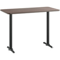 Lancaster Table & Seating 30" x 60" Reversible White Birch / Ash Laminated Bar Height Table and Base Kit with 5" x 22" Cast Iron Base