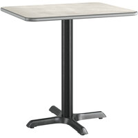 Lancaster Table & Seating 24" x 30" Reversible Gray / White Laminated Standard Height Table and Base Kit with 22" x 22" Cast Iron Base