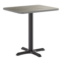 Lancaster Table & Seating 24" x 30" Reversible Gray / White Laminated Standard Height Table and Base Kit with 22" x 22" Cast Iron Base