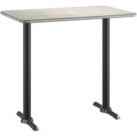 Lancaster Table & Seating 30" x 48" Reversible Gray / White Laminated Bar Height Table and Base Kit with 5" x 22" Cast Iron Base