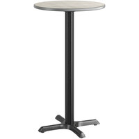 Lancaster Table & Seating 24" Reversible Gray / White Laminated Bar Height Table and Base Kit with 22" x 22" Cast Iron Base