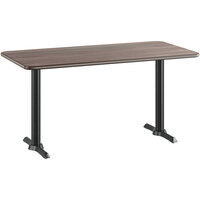 Lancaster Table & Seating 30" x 60" Reversible White Birch / Ash Laminated Standard Height Table and Base Kit with 5" x 22" Cast Iron Base